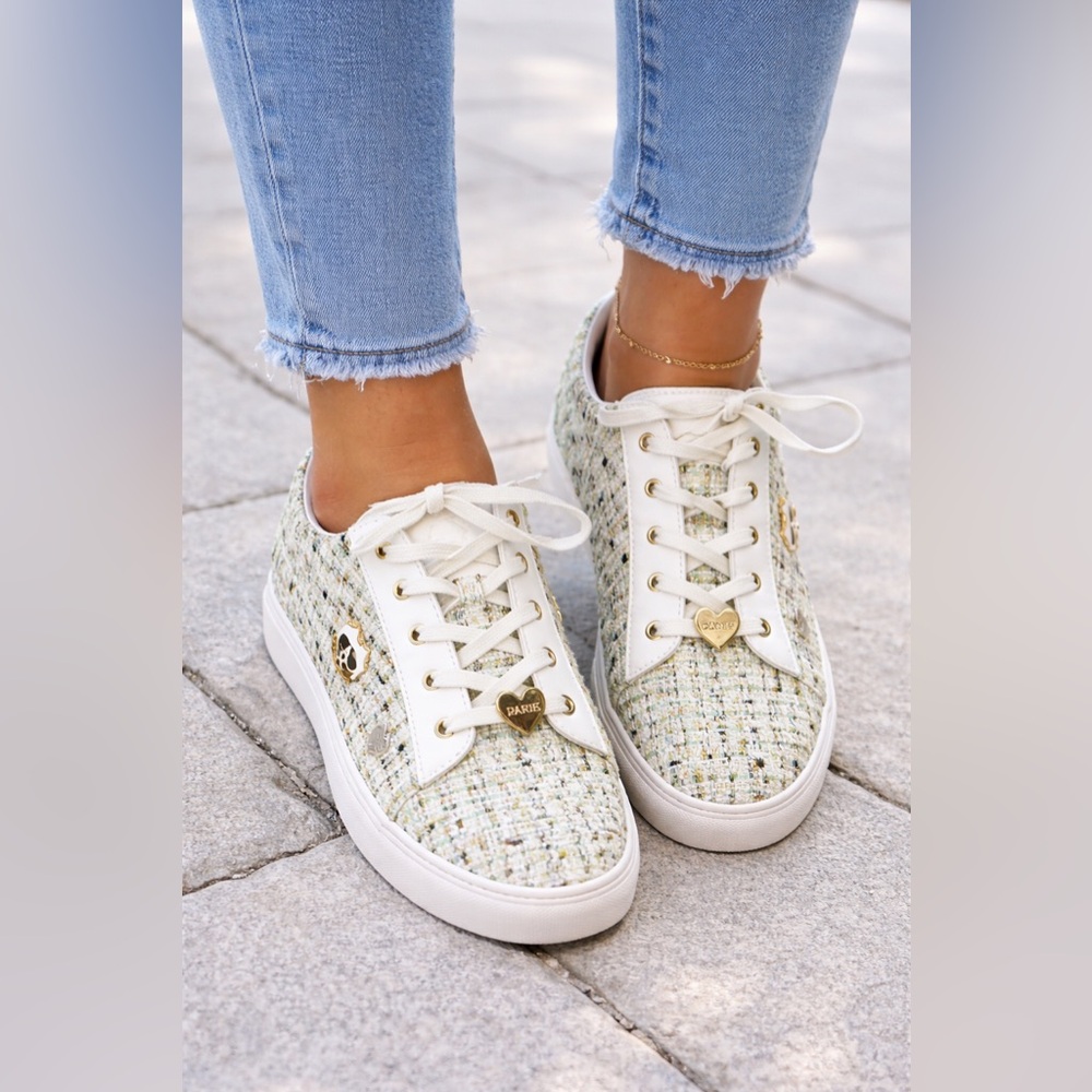 Women's Cream Tweed Sneakers